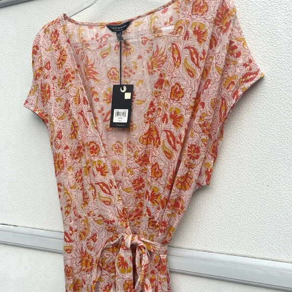 NEW Lucky Brand Maxi Dress Women XL Floral 100% Cotton Wrap Dress Cottagecore - Picture 4 of 13